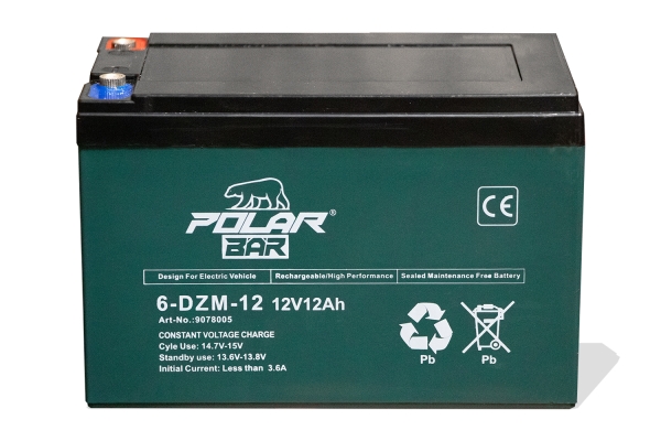 Polar Bär Batterie Blei Gel Akku 6-DZM-12 12V 12Ah wartungsfrei Powerbatterie
