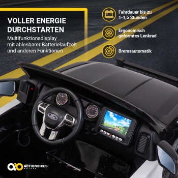 Preview: Ford Ranger Wildtrak Raptor Police, Kinder-Polizeiauto, lizenziert, Blaulicht, Sirene, Allrad 4x4