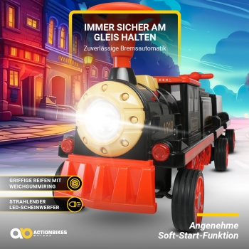 Preview: Kinderzug Elektro mit Anhänger 3 Sitzplätze, 5 km/h, Soft-Start, 180 Watt