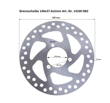 Bremsscheibe 140mm/37,6mm offen