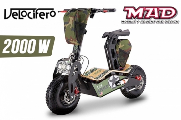 Velocifero 2000W 60V MAD Elektro Scooter 6 Zoll Brushless Motor Lithium Akku 50km/h