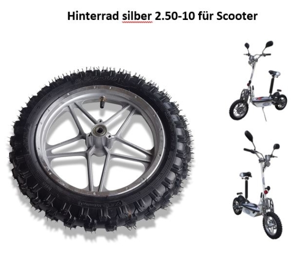 Hinterrad silber 2.50-10 für Scooter