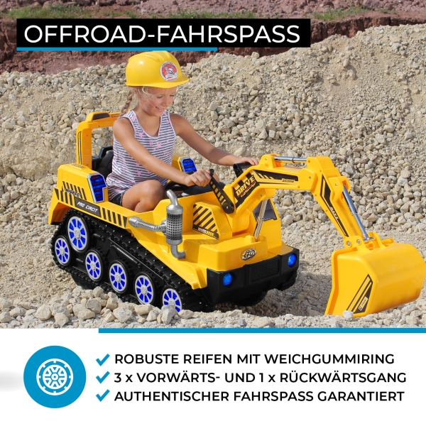 Elektrobagger für Kinder gelb