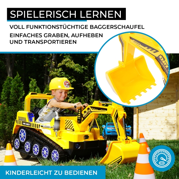 Elektrobagger für Kinder gelb