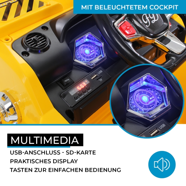 Elektrobagger für Kinder gelb