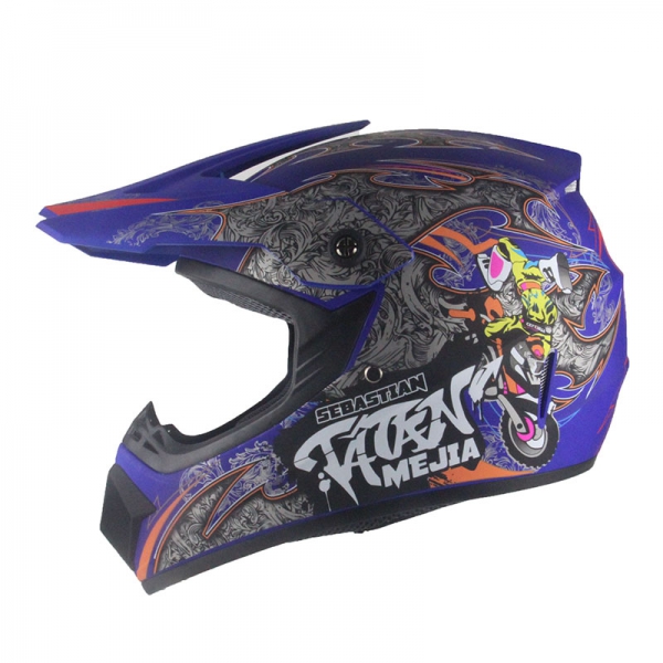 Motocrosshelm für Kinder Menja blau