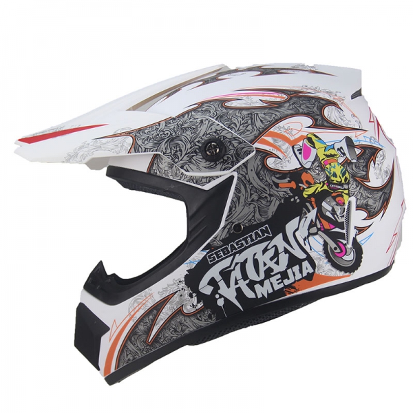 Motocrosshelm für Kinder Menja Matt-Weiss