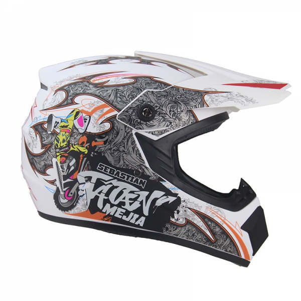 Motocrosshelm für Kinder Menja Matt-Weiss